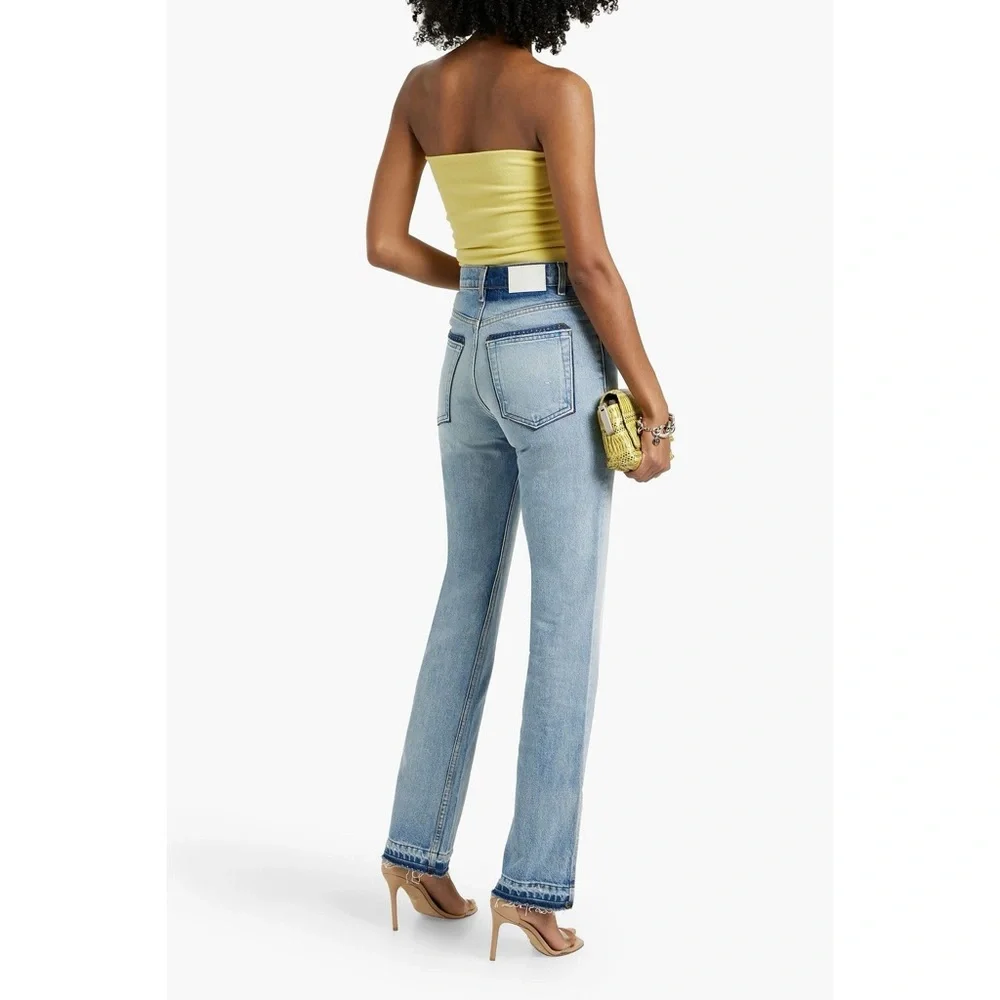EB Denim Unraveled Two Newport frayed high-rise straight-leg jeans women’s 28 - Picture 7 of 13